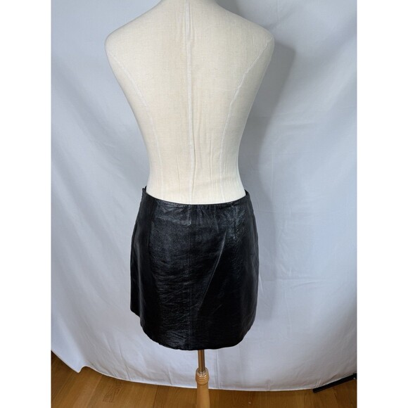 Y2K Vintage Esprit Black Leather Mini Skirt S Fully Lined 28" Waist Iconic - Picture 10 of 11
